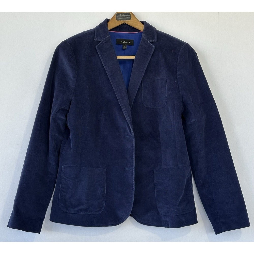 Talbots Blue Corduroy Blazer Jacket Preppy Career Women's 10